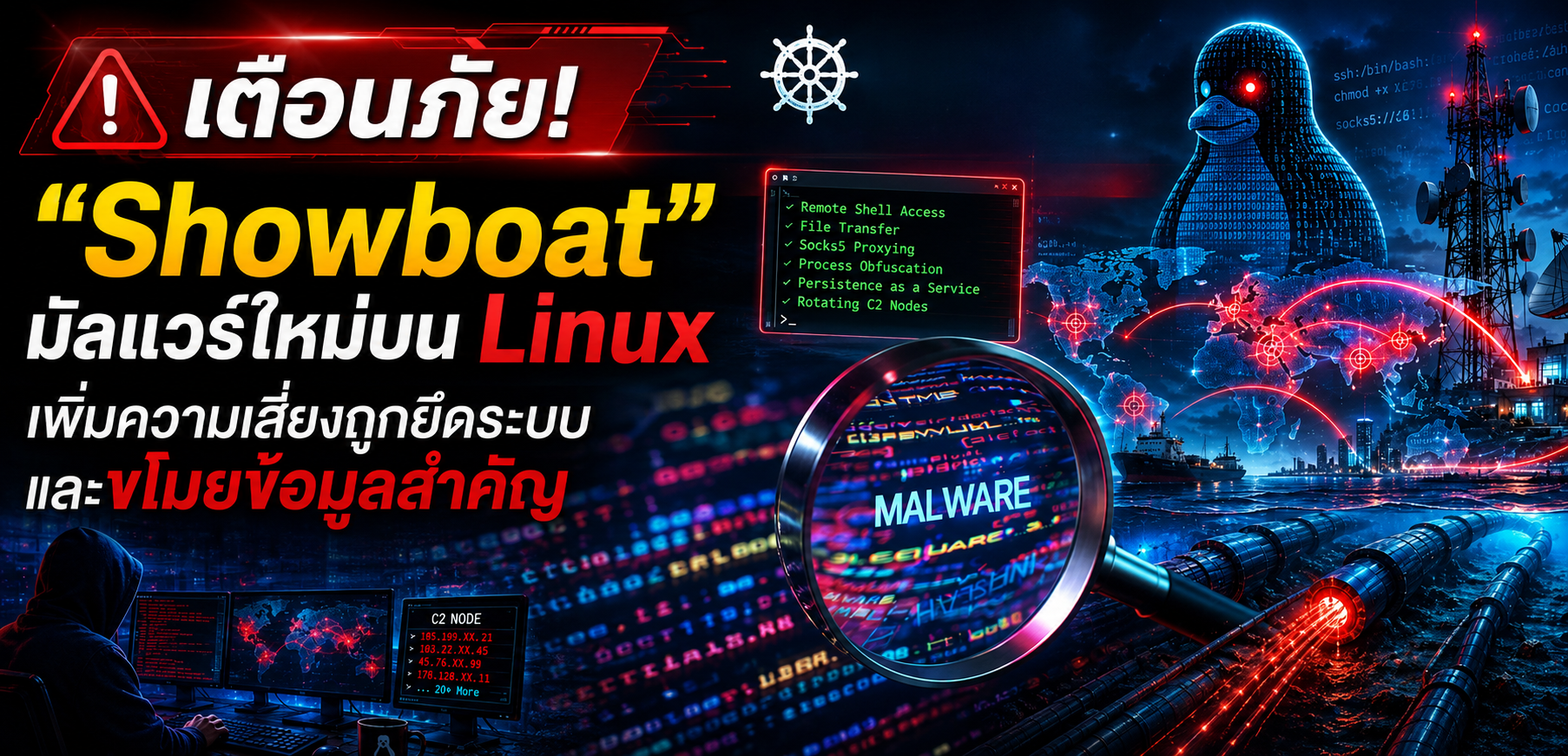  เตือนภัย! “Showboat” มัลแวร์ใหม่บน Linux เพิ่มความเสี่ยงถูกยึดระบบและขโมยข้อมูลสำคัญ