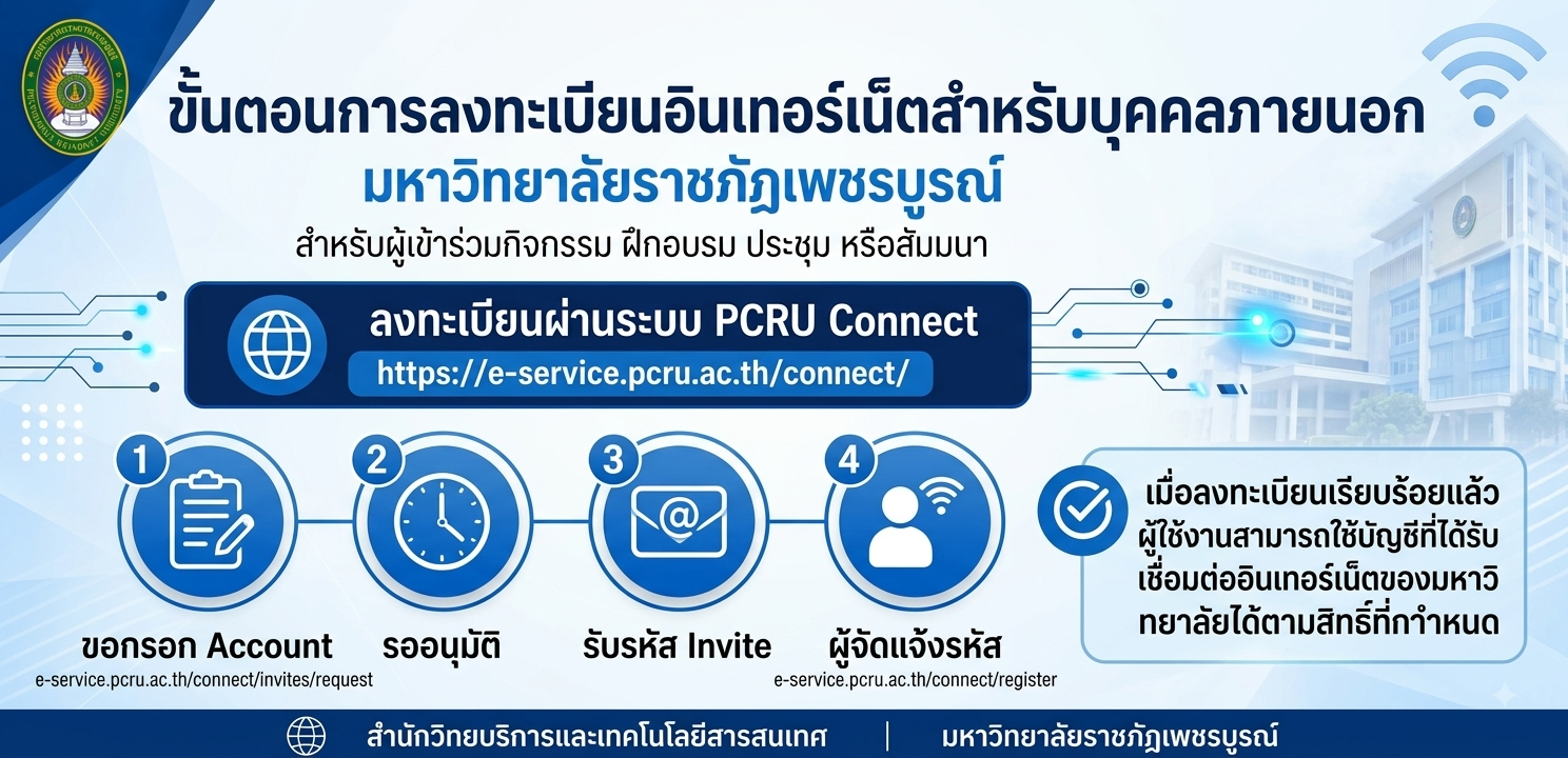 การขอสมัครใช้งานอินเทอร์เน็ตสำหรับบุคคลภายนอกที่มาเข้าร่วมกิจกรรม
